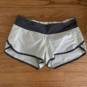 Lululemon Athletica Black and White Striped Women's Shorts